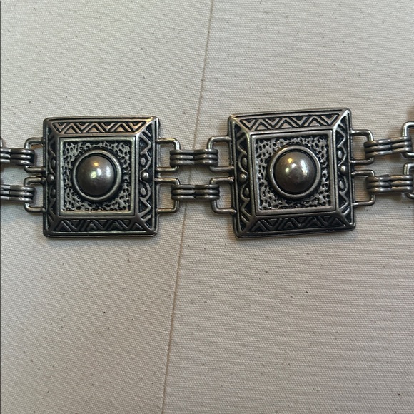 Vintage Chunky Nickel Silver Hardware Chain Belt OS main image 8